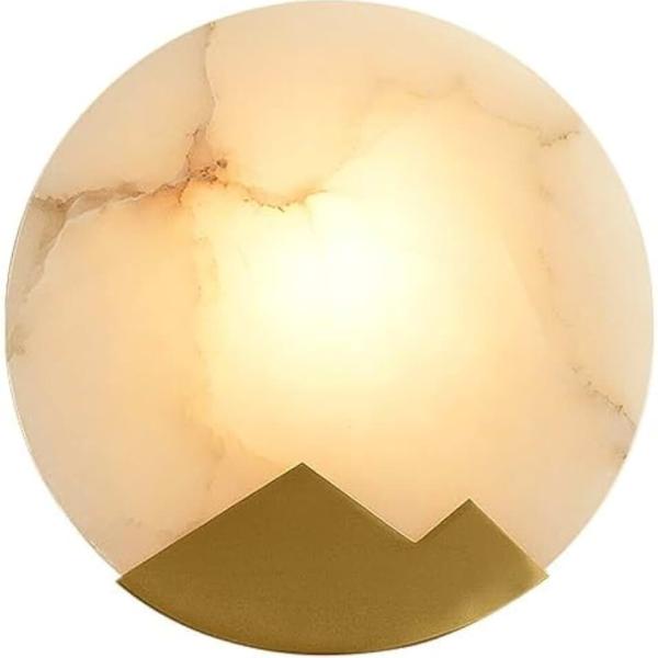 BKLFGP Natural Creative Marble Lampshade and Indoor Wall Lamp Bedroom Wall Lights Modern Round