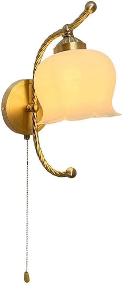 BKLFGP Modern Indoor Bedside Wall Lamp Brass Metal E14 Light Fixture Dimmable Globe Glass Shade