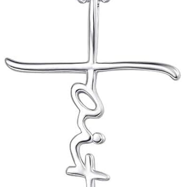 PRAYMOS Faith Necklace for Women 925 Sterling Silver Cross Pendant Necklace Birthstone Initial