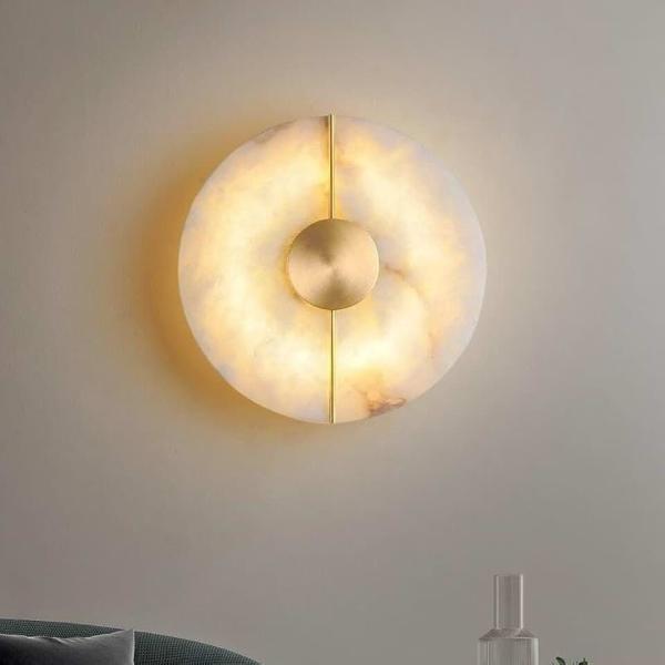 Stylish Simple Indoor Wall Sconce E14 Marble Art Wall Lamps Vintage Brass Bedside Wall Lights