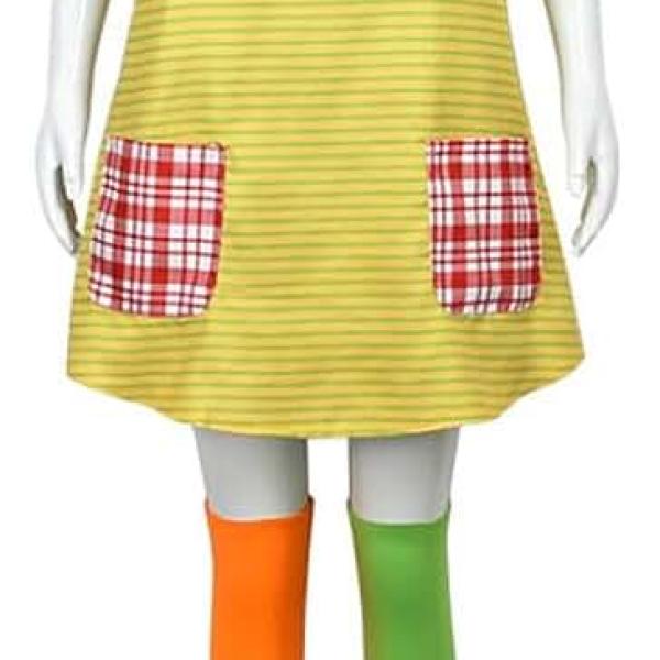 Adult Pippi Costume Shirt Vest Apron with Pockets Fullset