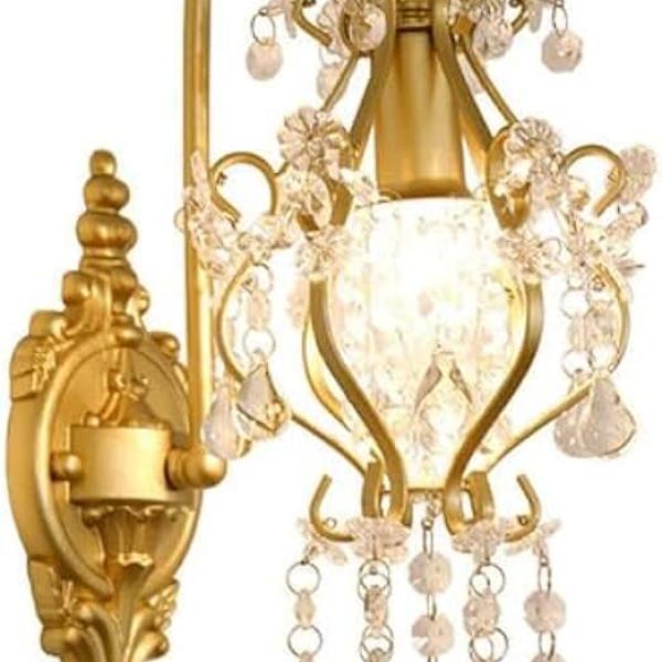 BKLFGP French Gold Crystal Wall Lamp Creative Copper European Cosmetic Mirror Headlamp Living Room