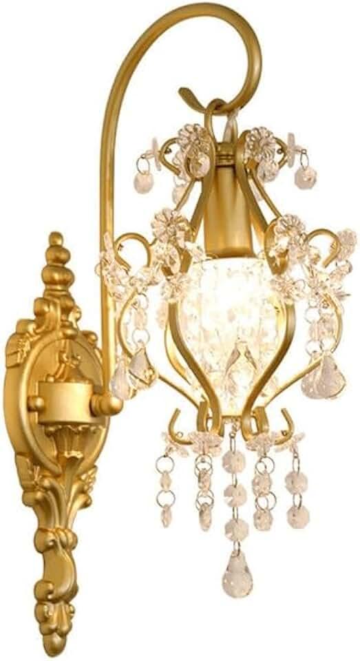 BKLFGP French Gold Crystal Wall Lamp Creative Copper European Cosmetic Mirror Headlamp Living Room