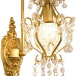 BKLFGP French Gold Crystal Wall Lamp Creative Copper European Cosmetic Mirror Headlamp Living Room