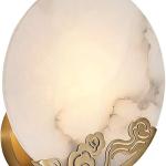 BKLFGP Modern Alabaster Wall Sconce Brass Lamp Body Round Marble Wall Mount Light Fixture Natural