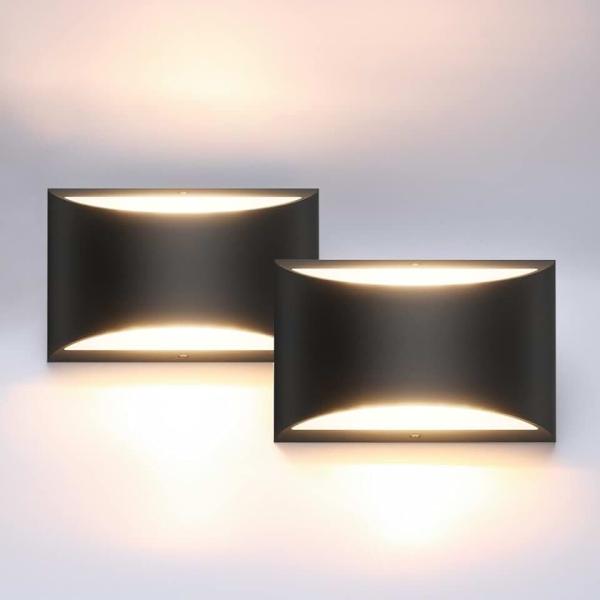 Aipsun Black Modern LED Wall Sconce Hardwired Indoor Wall Lights Set of 2 Up and Down Wall Mount