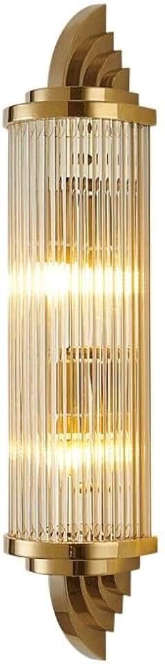 BKLFGP Nordic Light Luxury Clear Crystal Strip Bedroom and Living Room Wall Light Gold Brass Lamp