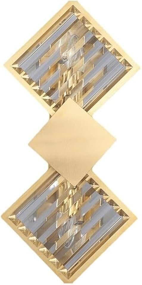 BKLFGP European Style Crystal Wall Sconce Geometric Wall Lamp, Modern Gold Metal E14 Wall Light