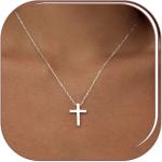 Luxval Cross Necklace for Women Dainty 14K Gold Plated/Sterling Silver Layered Cross Pendant Simple