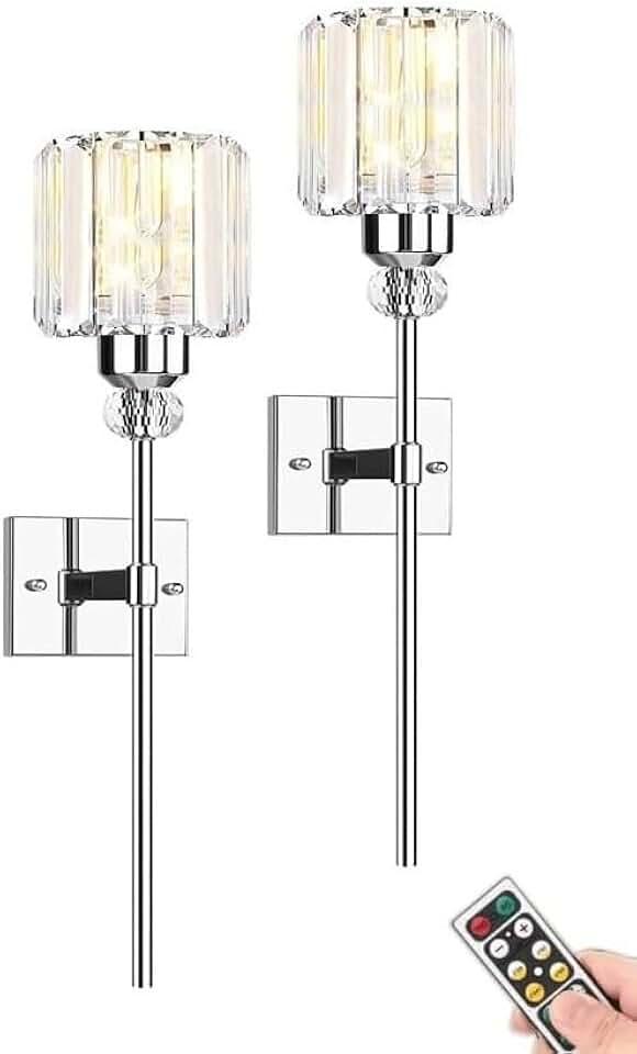 Modern Wall Sconces Lighting Battery Operated Set of 2,No Wiring Rechargeable Wall Lights Fixture