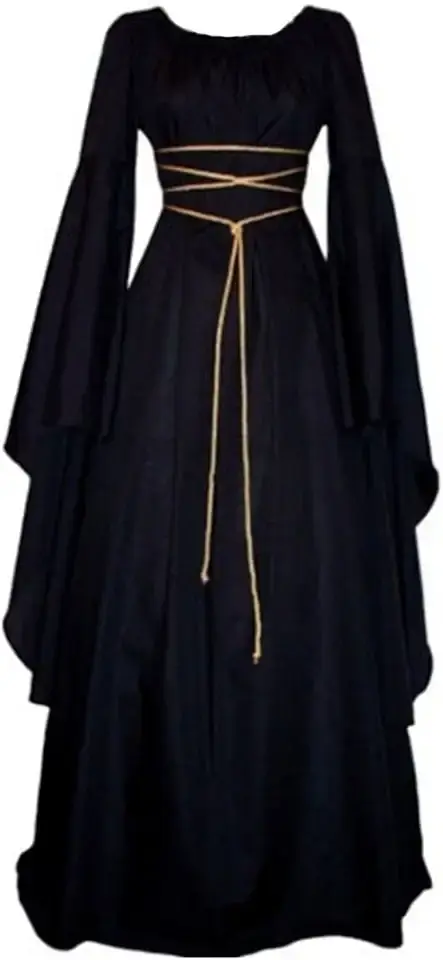 Renaissance Dress for Women Dress Up Halloween Medieval Costume Faire Gothic Gown Retro Lace-up