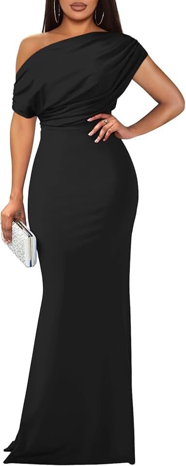 Women's Elegant Sleeveless Off Shoulder Bodycon Long Formal Party Evening Dress