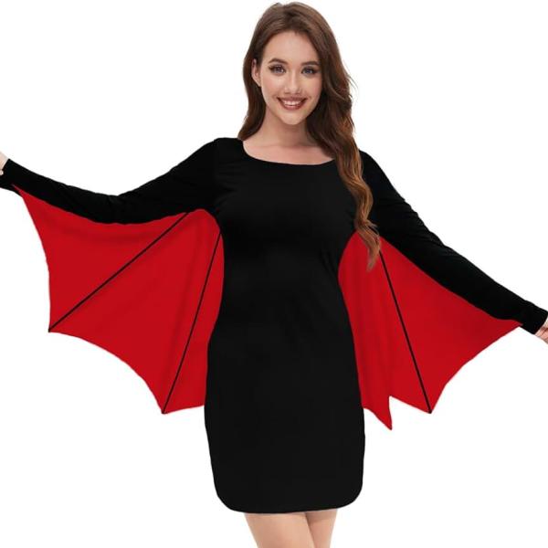 Halloween Women‘s Bat Wings Sleeve Mini Dress Cosplay Costume