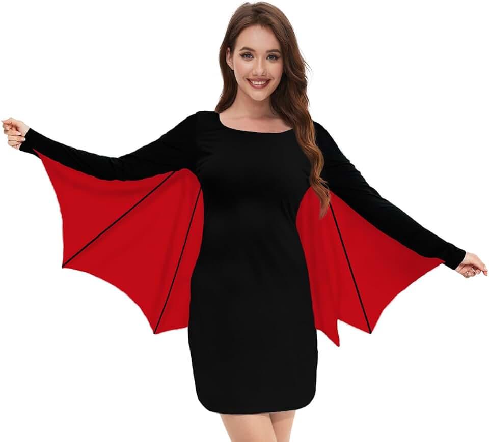 Halloween Women‘s Bat Wings Sleeve Mini Dress Cosplay Costume