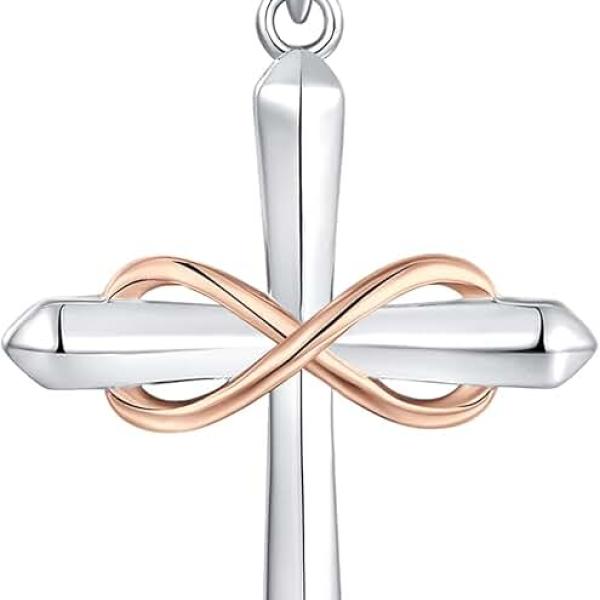 STARCHENIE Infinity Cross Necklace for Women 925 Sterling Silver Polished Cross Pendant Crucifix