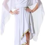 Greek Goddess Costume Women Classic White Toga Dress Slim Fit Roman Grecian Princess Dress Up