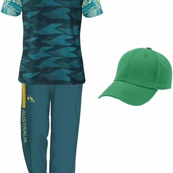 Raygun Costume Australian Break Dancer Outfit for Men & Women Teal Camo Polo Shirts and Pants