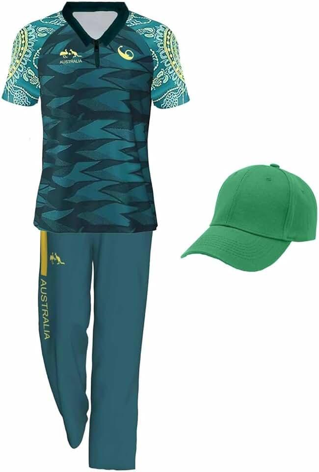 Raygun Costume Australian Break Dancer Outfit for Men & Women Teal Camo Polo Shirts and Pants