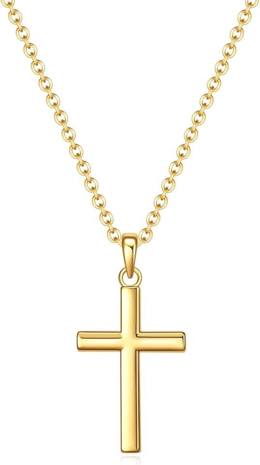 Baptism Cross Necklace for Women,First Communion Gold Cross Necklaces Jewelry Gifts for Women