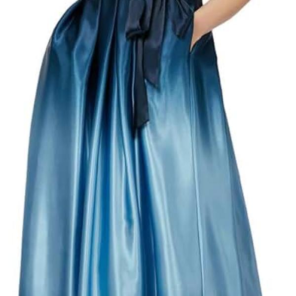 Women's Long Satin Party Dress 3/4 Sleeve and Sleeveless Has Pockets