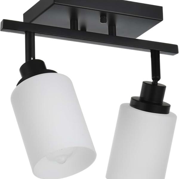 Wall Sconce Track Lighting Kit, 2-Lights Wall Mounted Light Fixtures in Black Finish, Ceiling