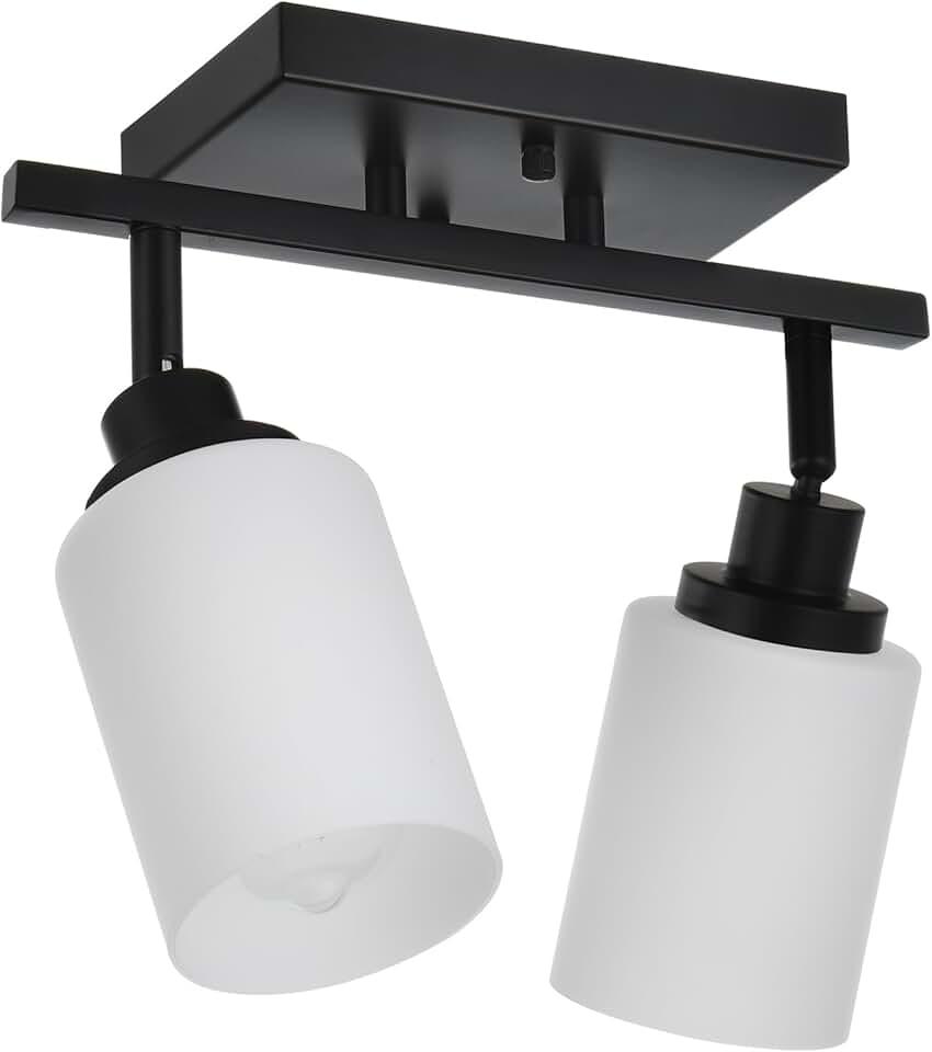 Wall Sconce Track Lighting Kit, 2-Lights Wall Mounted Light Fixtures in Black Finish, Ceiling