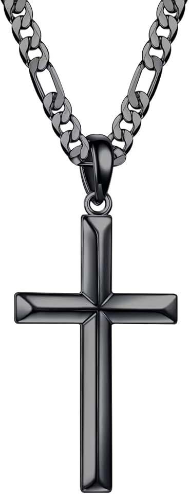 Ursteel S925 Sterling Silver Cross Pendant Cross Necklace for Men, Mens Cross Necklace 18K Gold