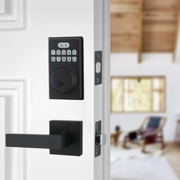 Keyless Entry Door Lock with 2 Handles, Electronic Keypad Deadbolt Front Door Lock Set,