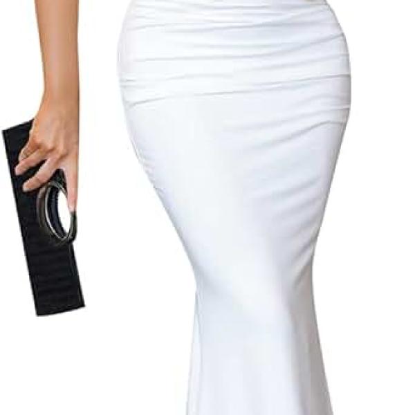 Women's Sleeveless Bodycon Corset Maxi Dress Spaghetti Strap Ruched Elegant Evening Party Long Dresses