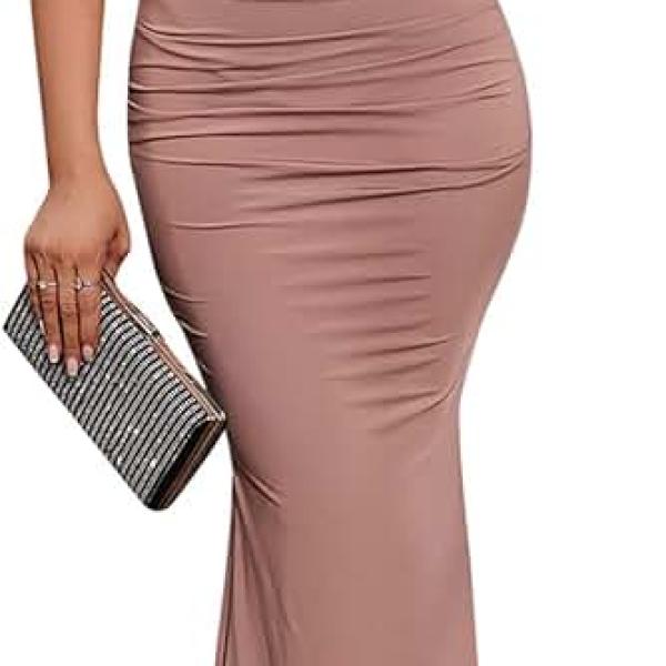 Women's Sleeveless Bodycon Corset Maxi Dress Spaghetti Strap Ruched Elegant Evening Party Long Dresses