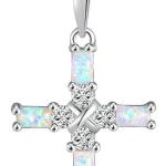 CiNily Cross Pendant Necklace Gold Plated Opal Pendant/Mystic Topaz Gemstone Pendant Criss Jewelry