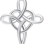 Jude Jewelers Stainless Steel Love Knot Heart Shaped Cross Pendant Necklace