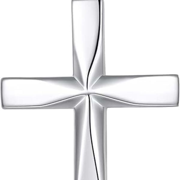 Religious Cross Pendant Necklace Sterling Silver Origami Cross Pendant Gifts for Women Men Jewelry