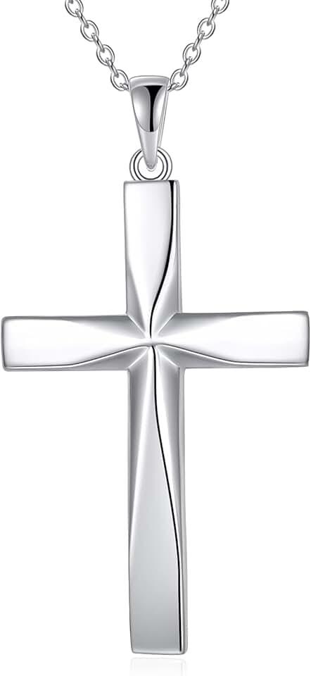 Religious Cross Pendant Necklace Sterling Silver Origami Cross Pendant Gifts for Women Men Jewelry