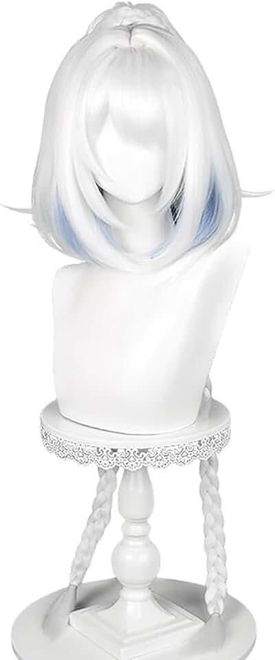 Mualani Long Silver White Blue Wig for Women Cosplay Genshin Impact Natlan Mualani Costumes Hair