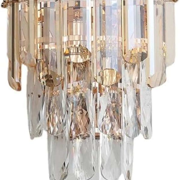 BKLFGP Creative Gold Iron Crystal Wall Lamp E14 Light Bedroom Bedside Sconce Lamp Living Dining