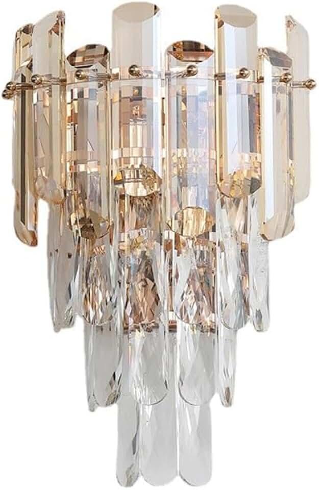 BKLFGP Creative Gold Iron Crystal Wall Lamp E14 Light Bedroom Bedside Sconce Lamp Living Dining