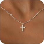 Tewiky Cross Necklace for Women-Dainty Simple 925 Sterling Silver/14k Gold Plated Cross Pendant