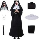 Women's Cosplay with Mask Costume Scary Makeup Mask Pranks Women's Black Robe Masquerade Horror