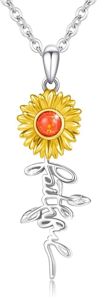 Sunflower Faith Cross Necklace 925 Sterling Silver Christian Catholic Inspirational Pendant