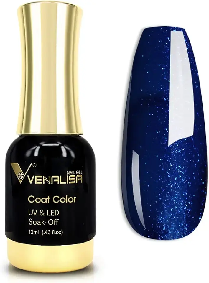 VENALISA Gel Nail Polish, 12ml Deep Pearly Blue Color Soak Off UV LED Nail Gel Polish Nail Art