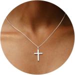 ORAZIO Cross Necklace for Women 925 Sterling Silver Cross Necklace Tiny CZ Silver/Gold Cross