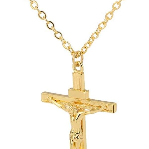 Stainless Steel Cross Crucifix Pendant Necklace Dainty Unisex Religious Baptism Jewelry