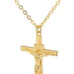 Stainless Steel Cross Crucifix Pendant Necklace Dainty Unisex Religious Baptism Jewelry