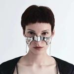 Cyberpunk Metal Face Mask with Face Chain Jewelry - Trendy Cyberpunk Accessories and Face Jewelry