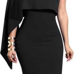 Women's Summer Sexy One Shoulder Ruffle Bodycon Midi Cocktail Dress