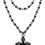 Gothic Cross Necklace Black Cross Pendant Layered Choker Halloween Jewelry for Women