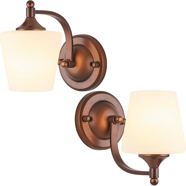 Vintage Wall Sconces set of 2 Oil Rubbed Bronze Wall light for Farmhouse Rustic Vanity Light