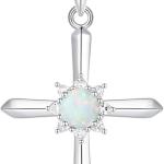 FANCIME Birthstone Cross Necklace for Women Sterling Silver Birthstone Necklace Halo Infinity Cross