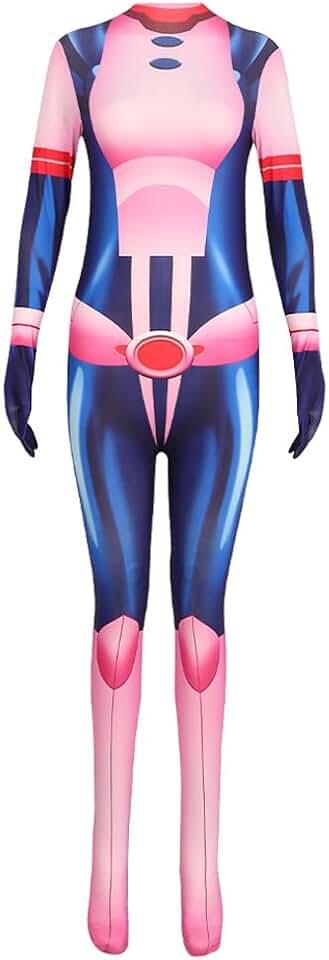 Women Uraraka Ochaco Cosplay Bodysuit Anime Jumpsuit Cosplay Outfit Battle Uniform Halloween